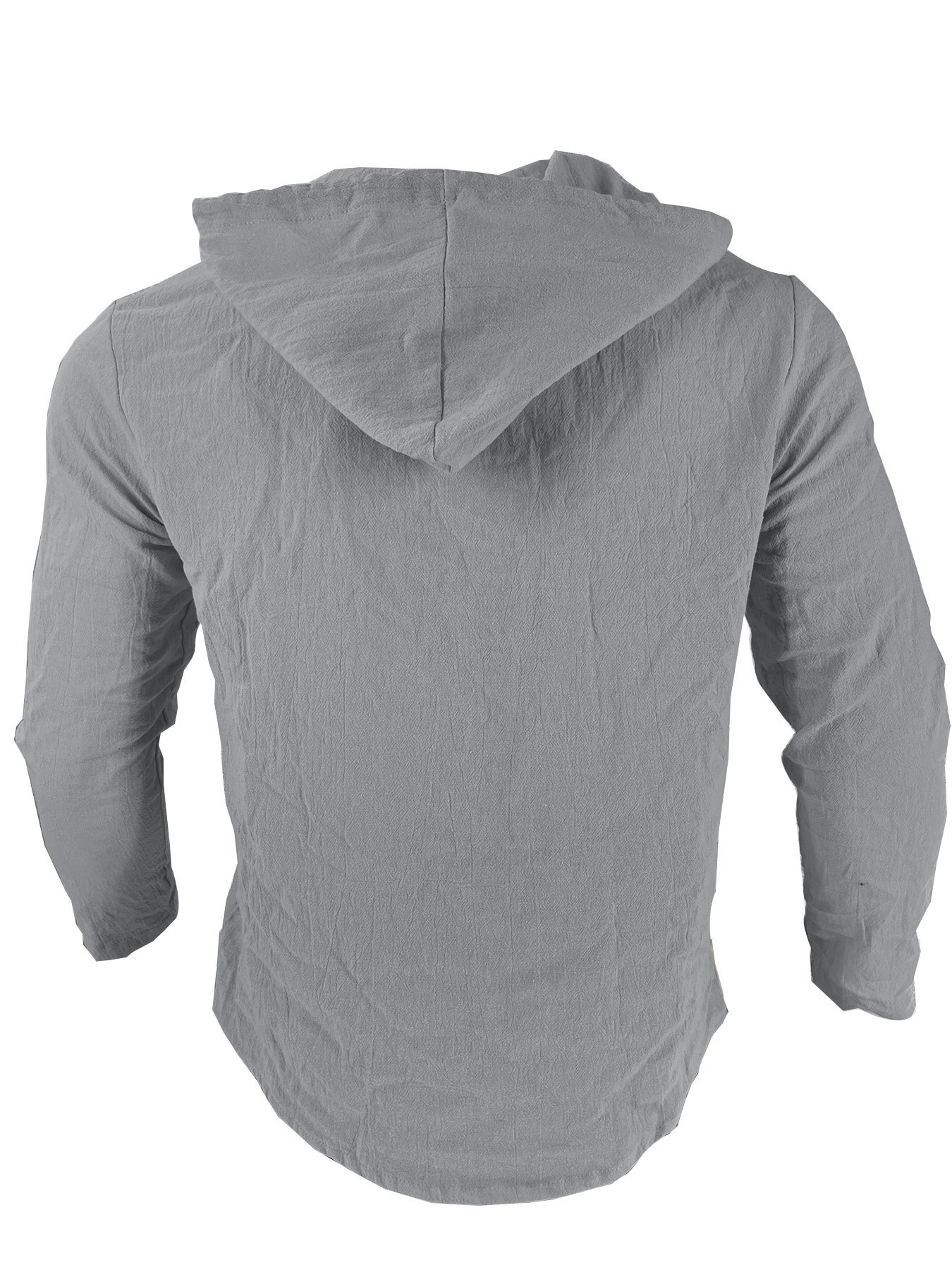 Men's Solid Color Cotton-Linen Hooded T-Shirt