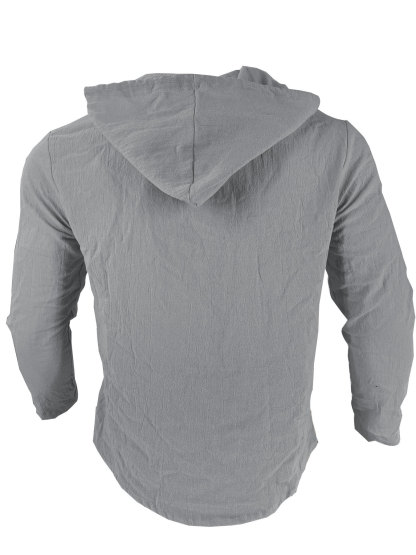 Men's Solid Color Cotton-Linen Hooded T-Shirt
