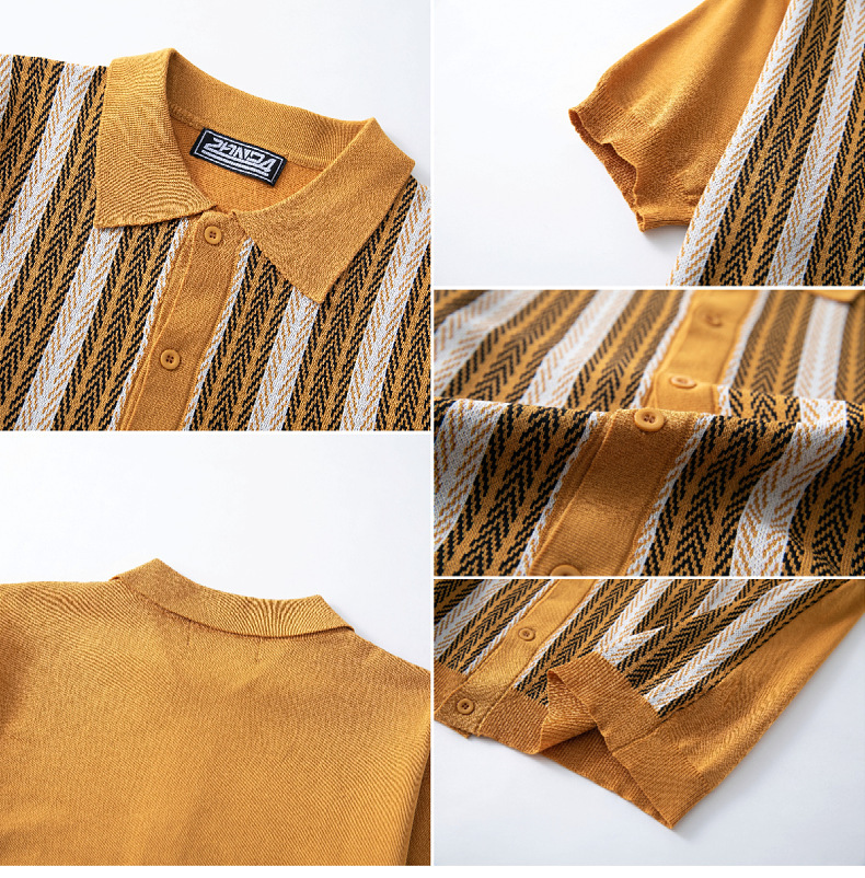 Vintage Striped Cuban Shirt for Men – Summer Knit Edition