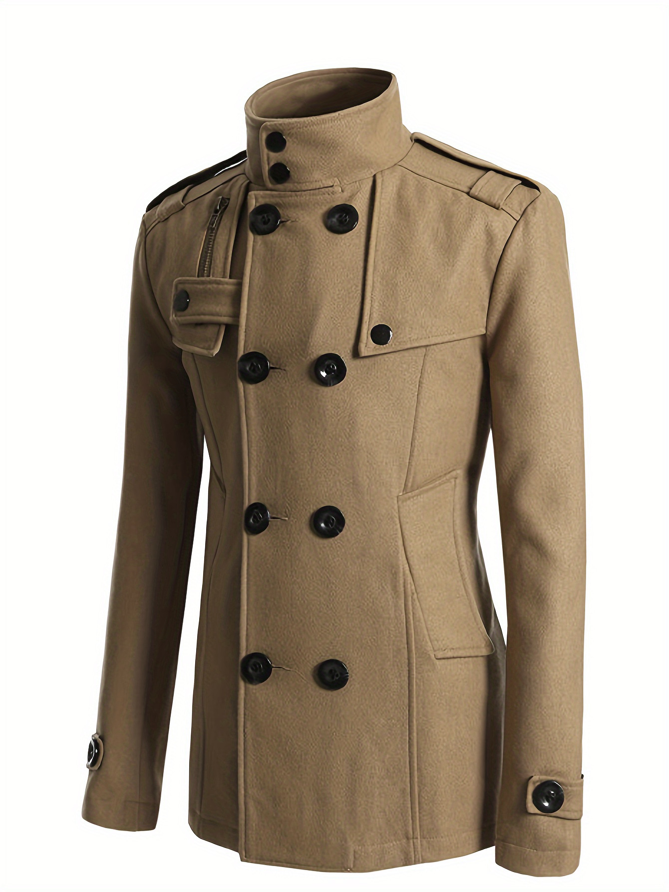 Men’s Long Double-Breasted Wool Coat