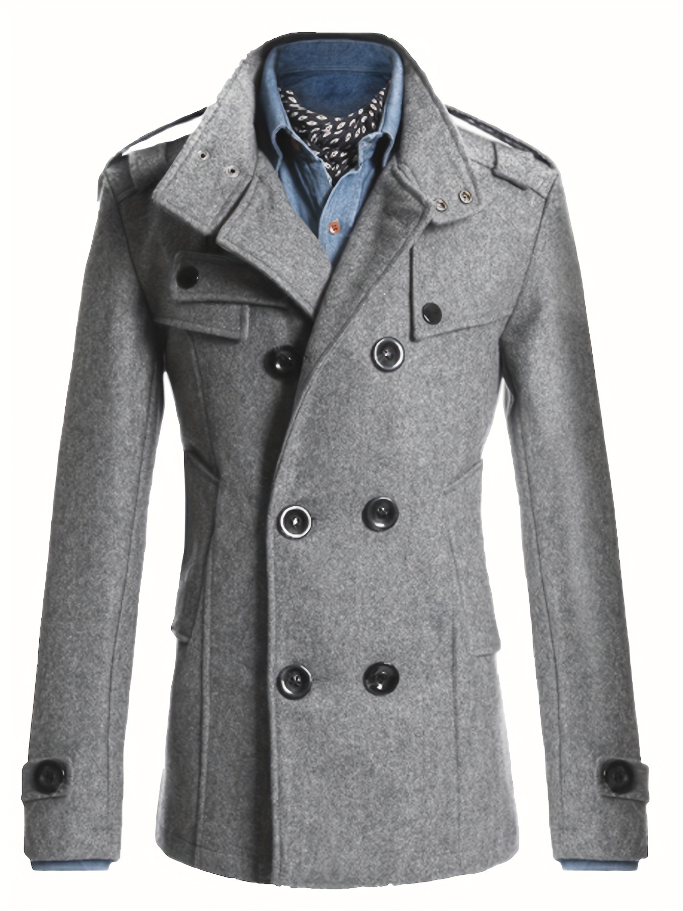 Men’s Long Double-Breasted Wool Coat