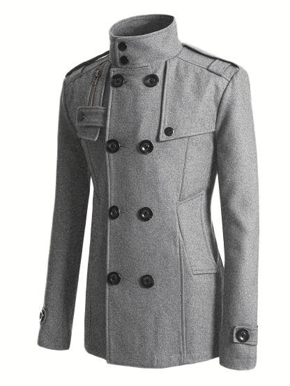 Men’s Long Double-Breasted Wool Coat