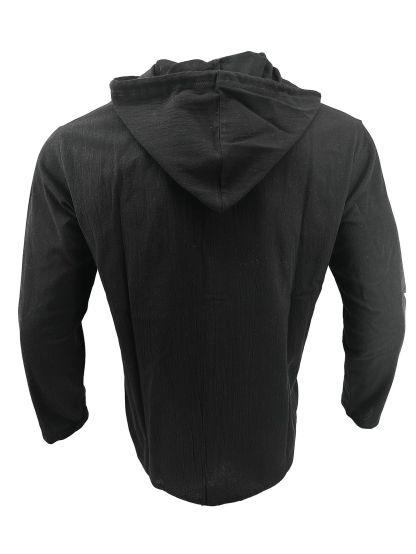 Men's Solid Color Cotton-Linen Hooded T-Shirt