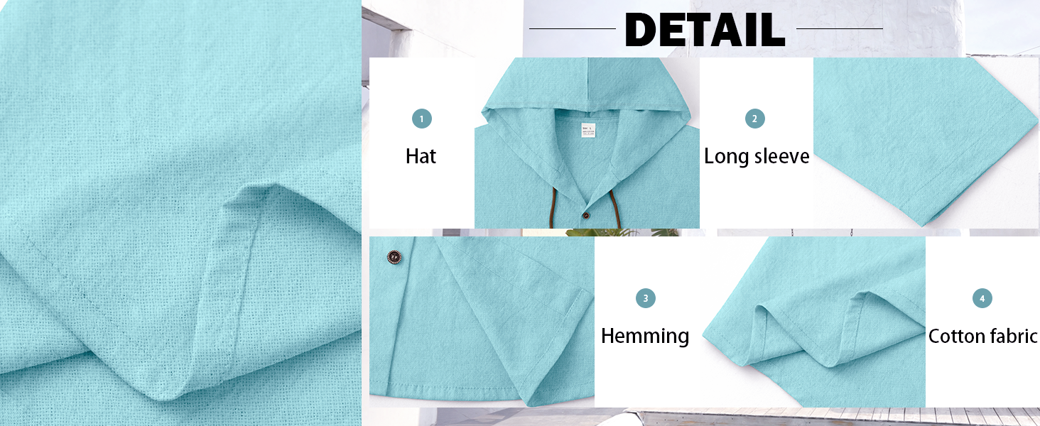 Men's Solid Color Cotton-Linen Hooded T-Shirt