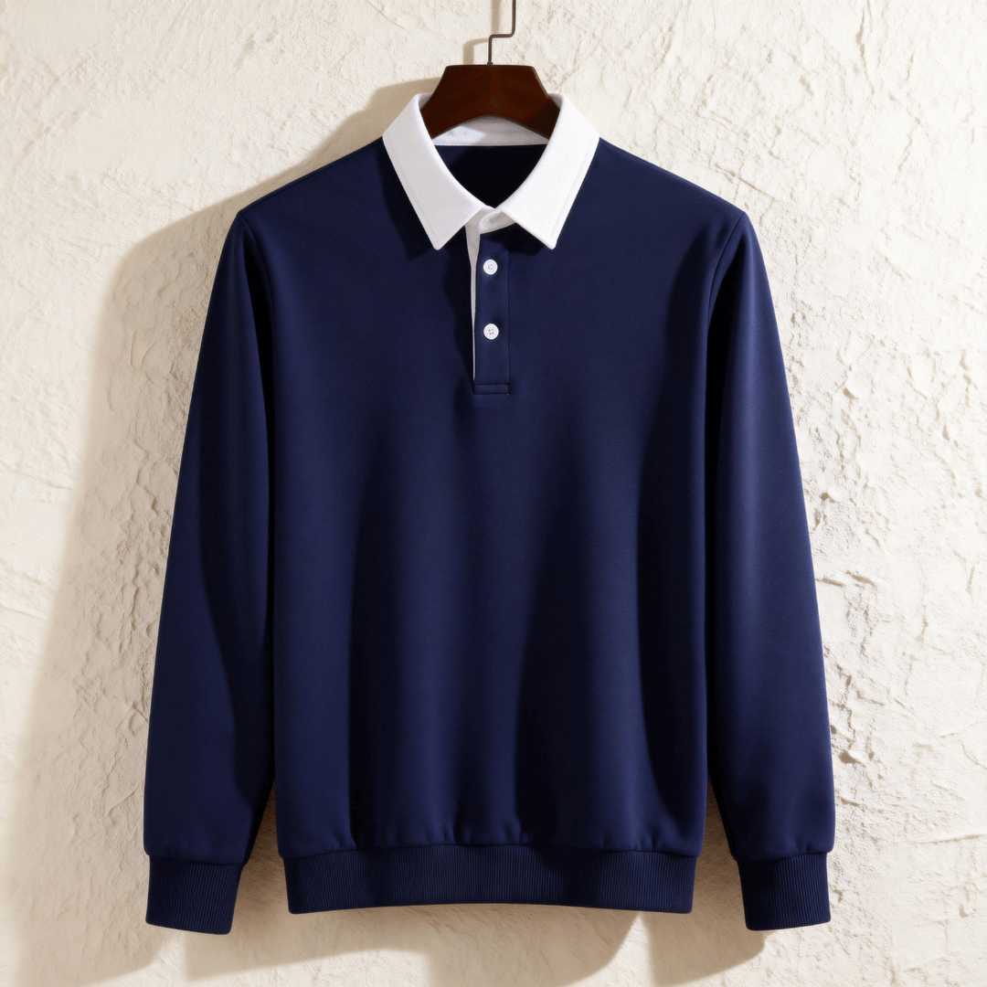 Classic Contrast Collar Polo Sweatshirt
