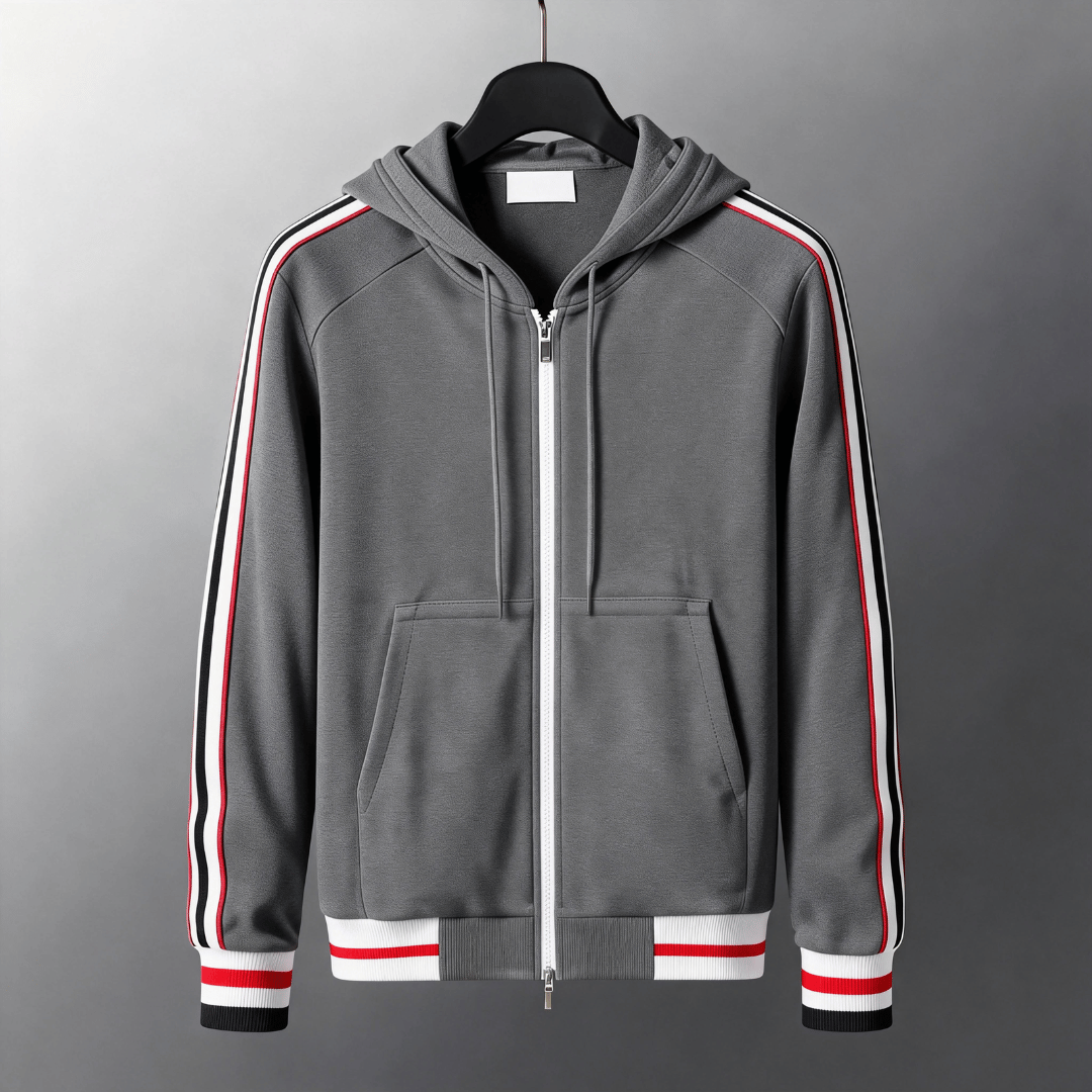 Men’s Classic Stripe Zip-Up Hoodie