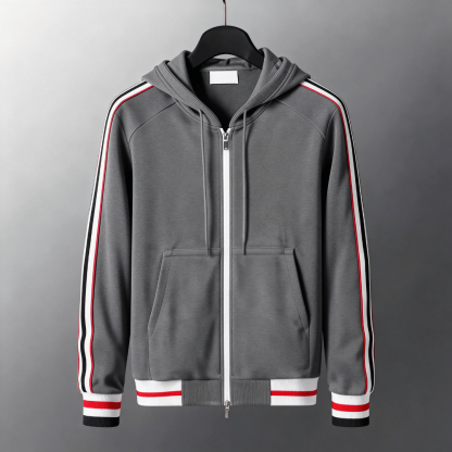 Men’s Classic Stripe Zip-Up Hoodie