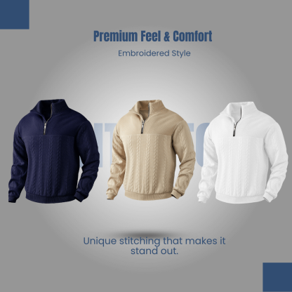 Men’s Half-Zip Pullover with Embroidered Detail