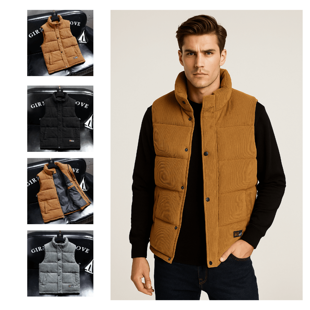 Men's Relaxed-Fit Corduroy Puffer Vest
