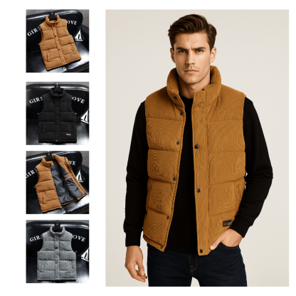 Men's Relaxed-Fit Corduroy Puffer Vest