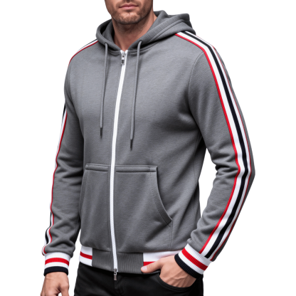 Men’s Classic Stripe Zip-Up Hoodie