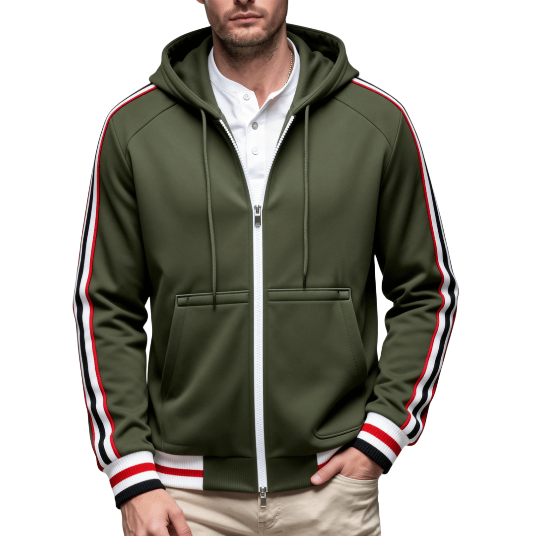 Men’s Classic Stripe Zip-Up Hoodie