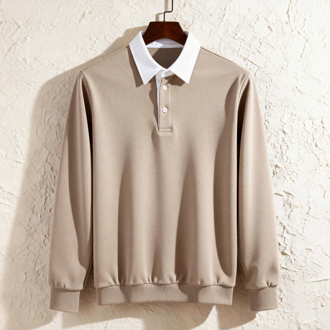 Classic Contrast Collar Polo Sweatshirt