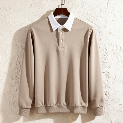 Classic Contrast Collar Polo Sweatshirt