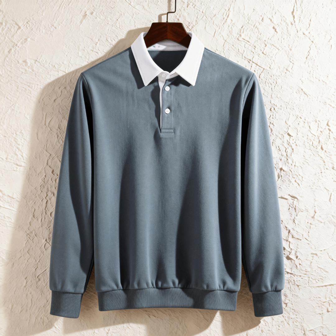 Classic Contrast Collar Polo Sweatshirt