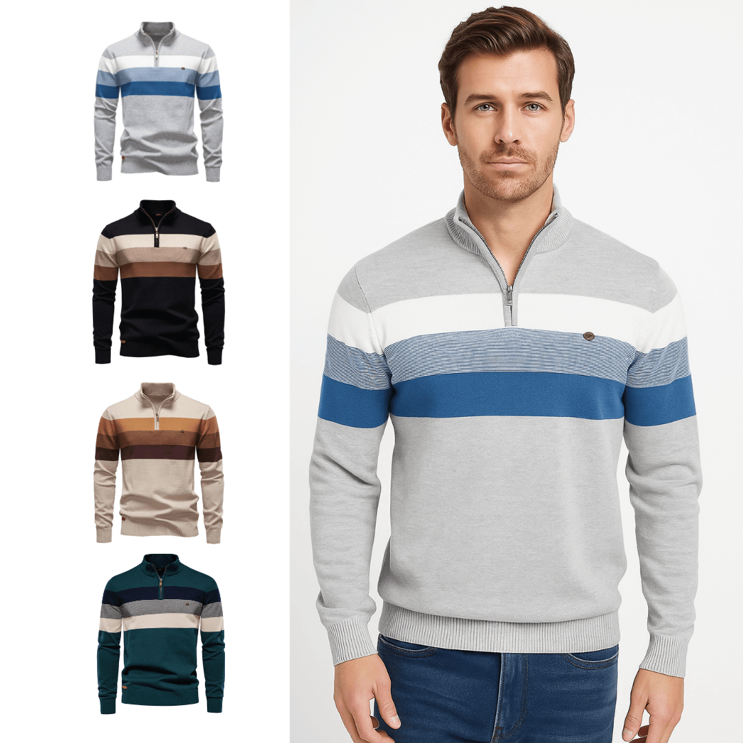 Men’s Half-Zip Stand Collar Knit Sweater