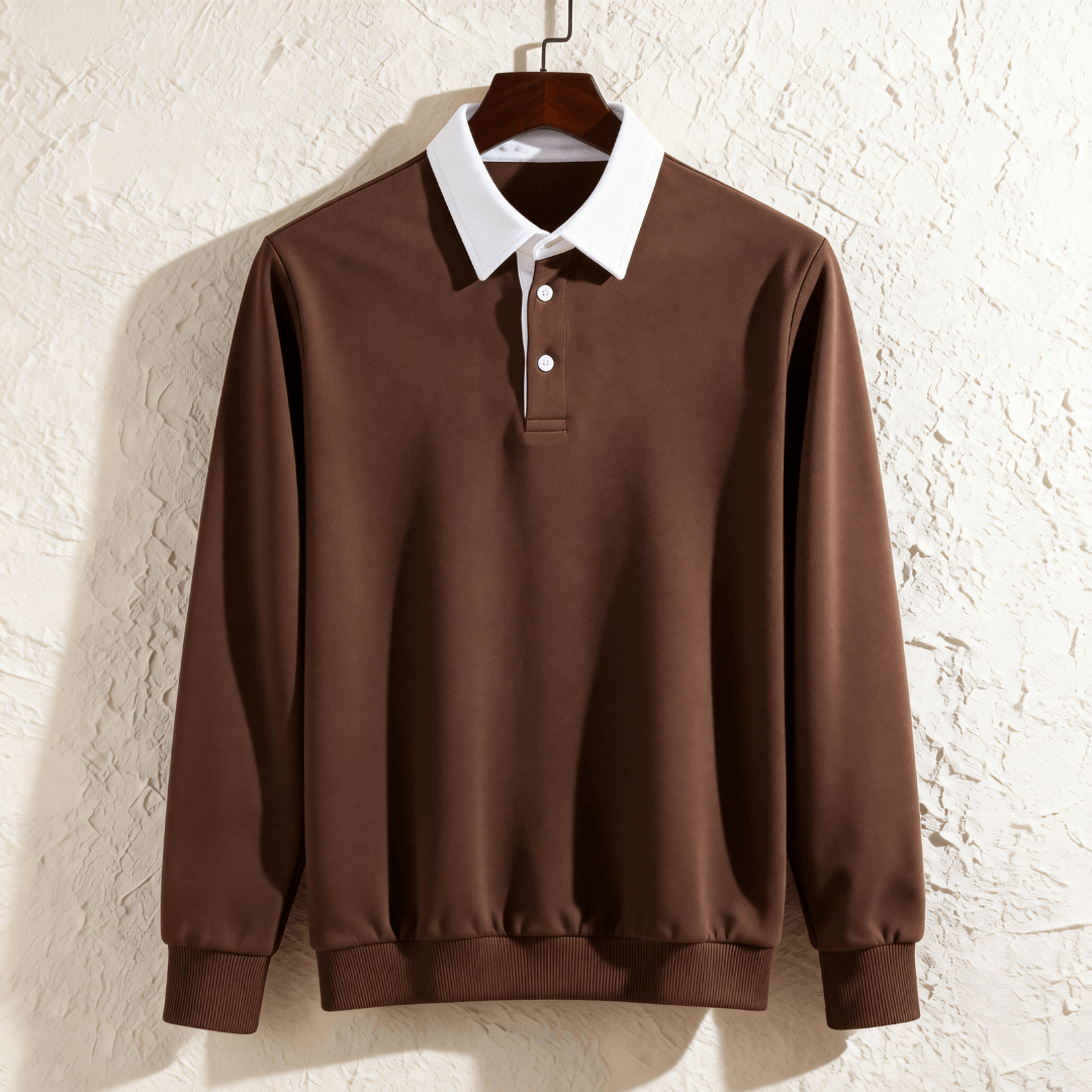 Classic Contrast Collar Polo Sweatshirt