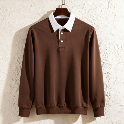 Classic Contrast Collar Polo Sweatshirt