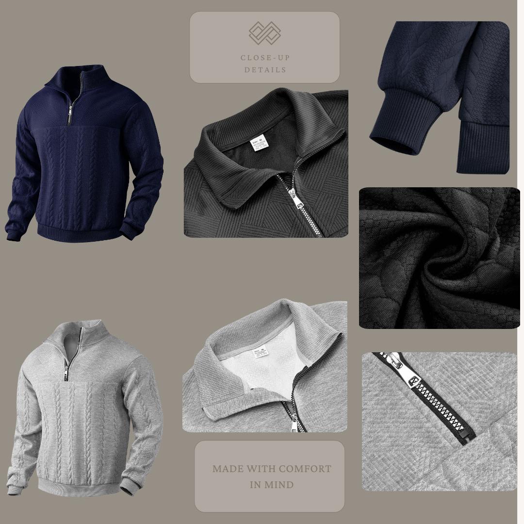 Men’s Half-Zip Pullover with Embroidered Detail