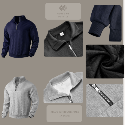 Men’s Half-Zip Pullover with Embroidered Detail