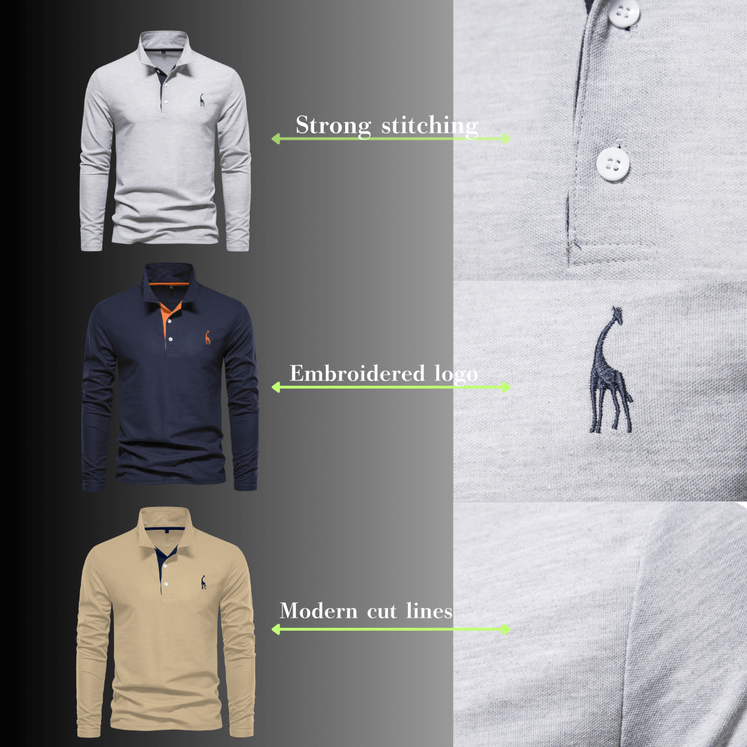 "Men's 100% Cotton Long Sleeve Polo"