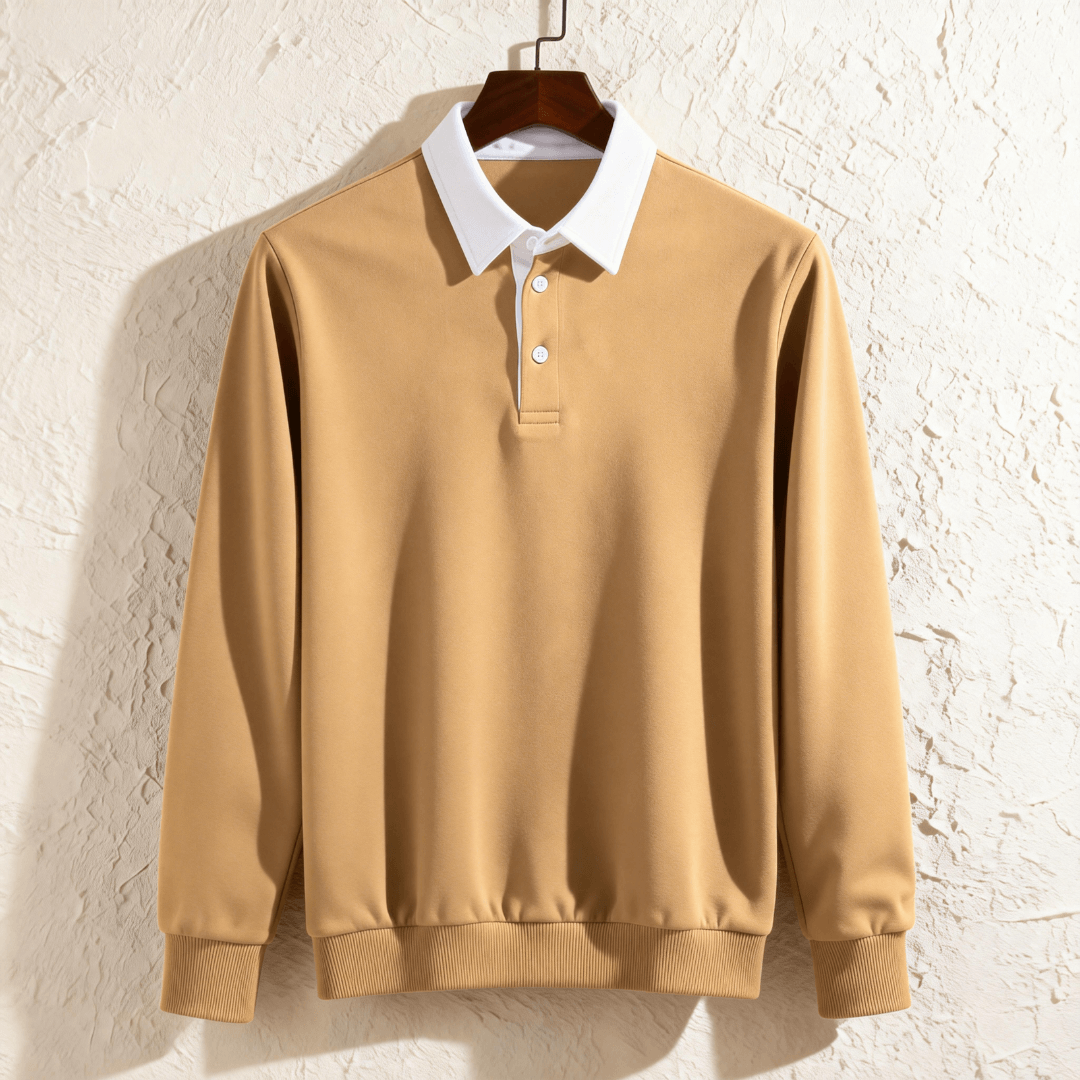 Classic Contrast Collar Polo Sweatshirt