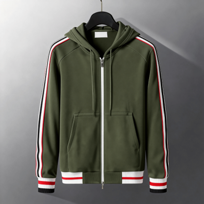 Men’s Classic Stripe Zip-Up Hoodie