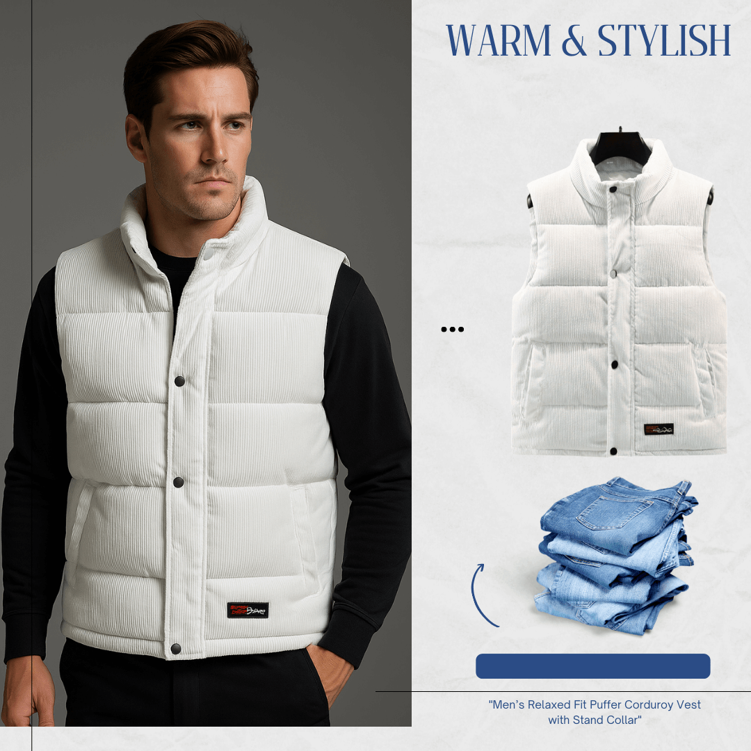 Men's Relaxed-Fit Corduroy Puffer Vest