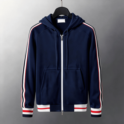 Men’s Classic Stripe Zip-Up Hoodie