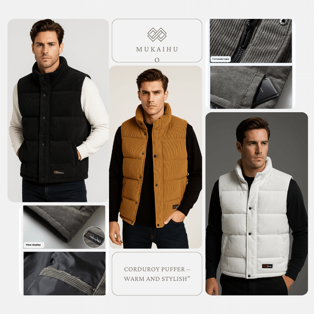 Men's Relaxed-Fit Corduroy Puffer Vest