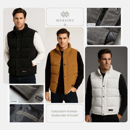 Men's Relaxed-Fit Corduroy Puffer Vest