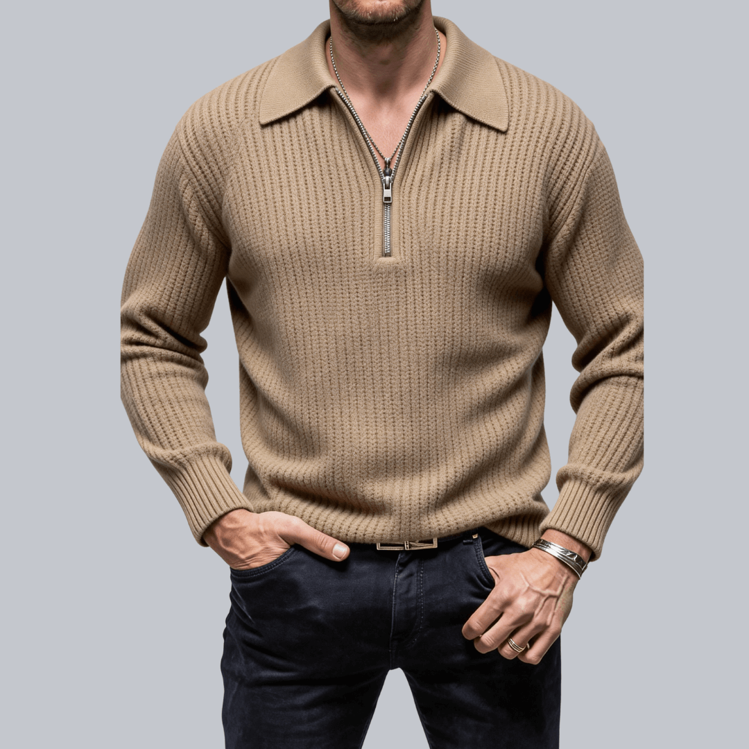 Everett Classic Half-Zip Knit Sweater