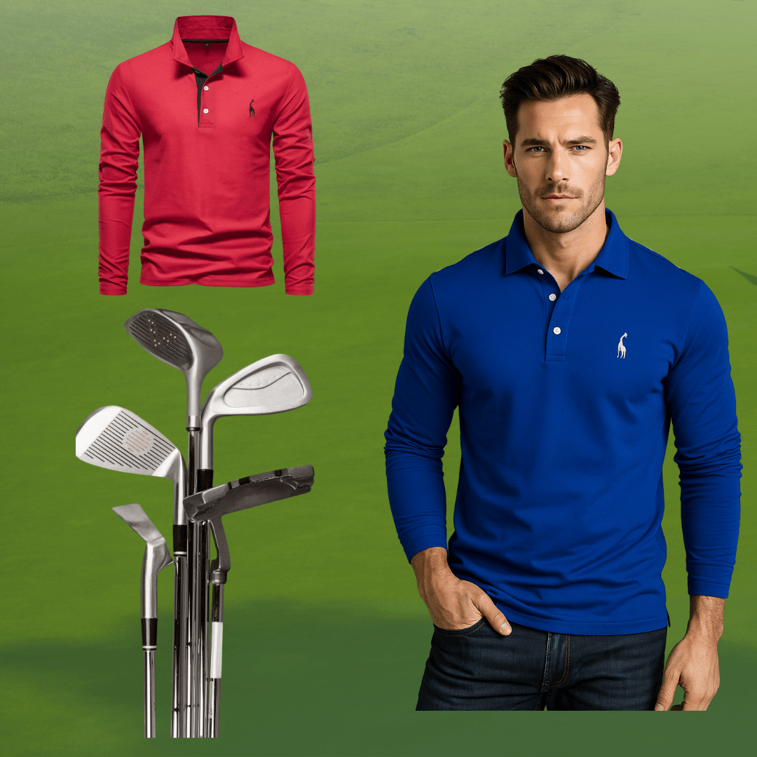 "Men's 100% Cotton Long Sleeve Polo"