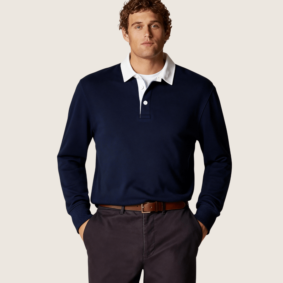 Classic Contrast Collar Polo Sweatshirt