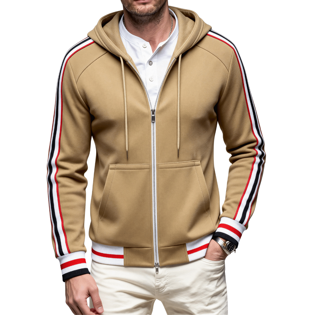 Men’s Classic Stripe Zip-Up Hoodie