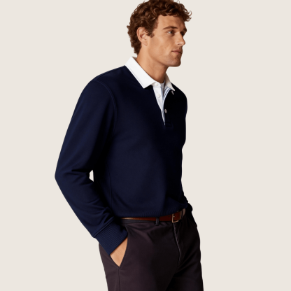 Classic Contrast Collar Polo Sweatshirt