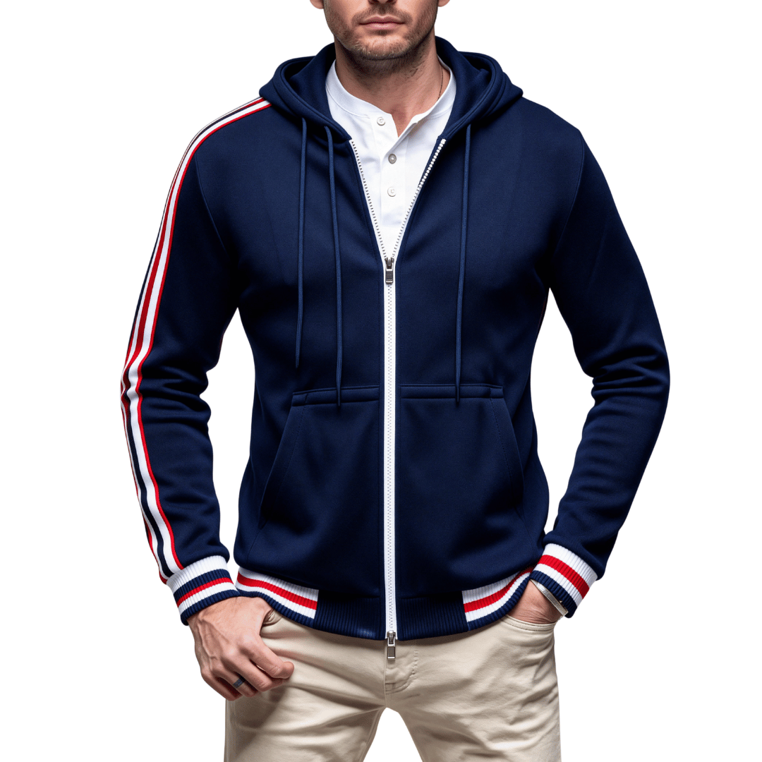 Men’s Classic Stripe Zip-Up Hoodie