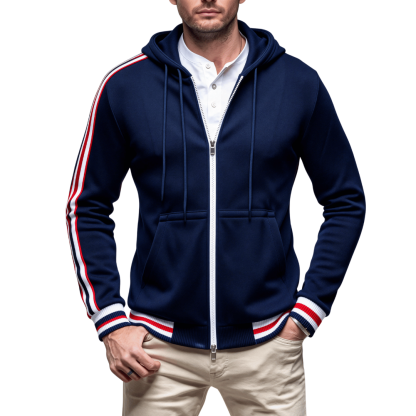 Men’s Classic Stripe Zip-Up Hoodie