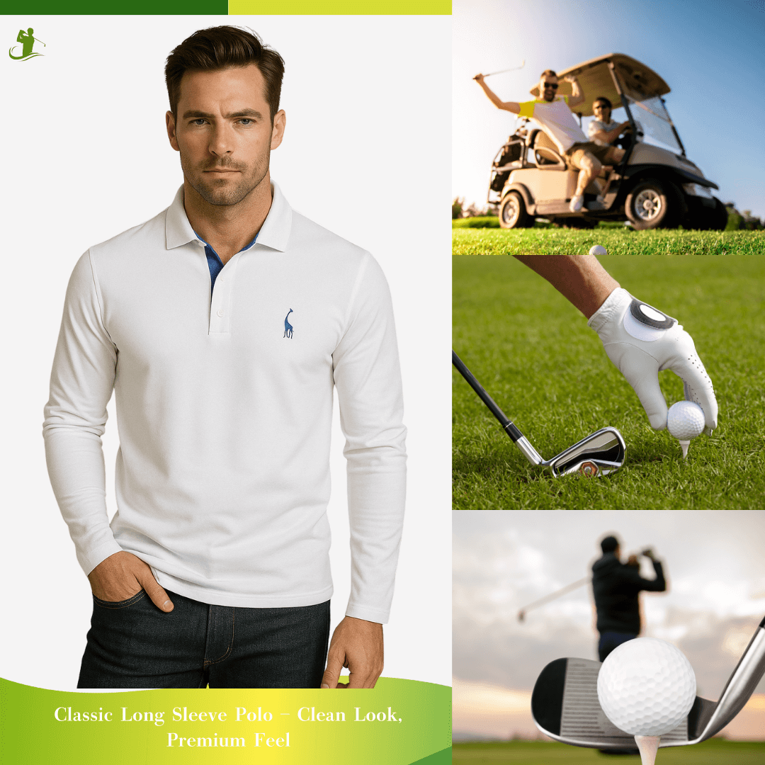 "Men's 100% Cotton Long Sleeve Polo"