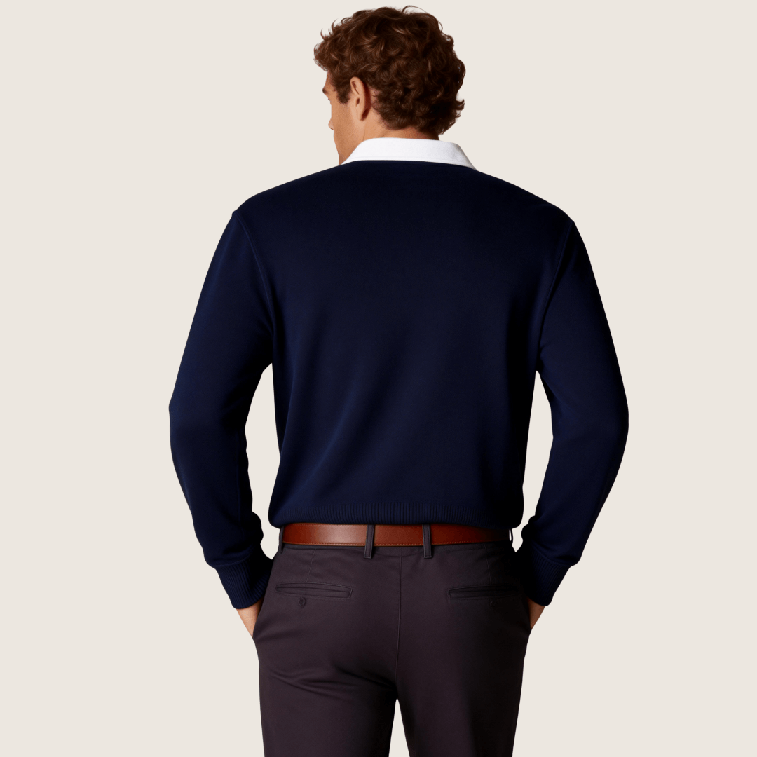 Classic Contrast Collar Polo Sweatshirt