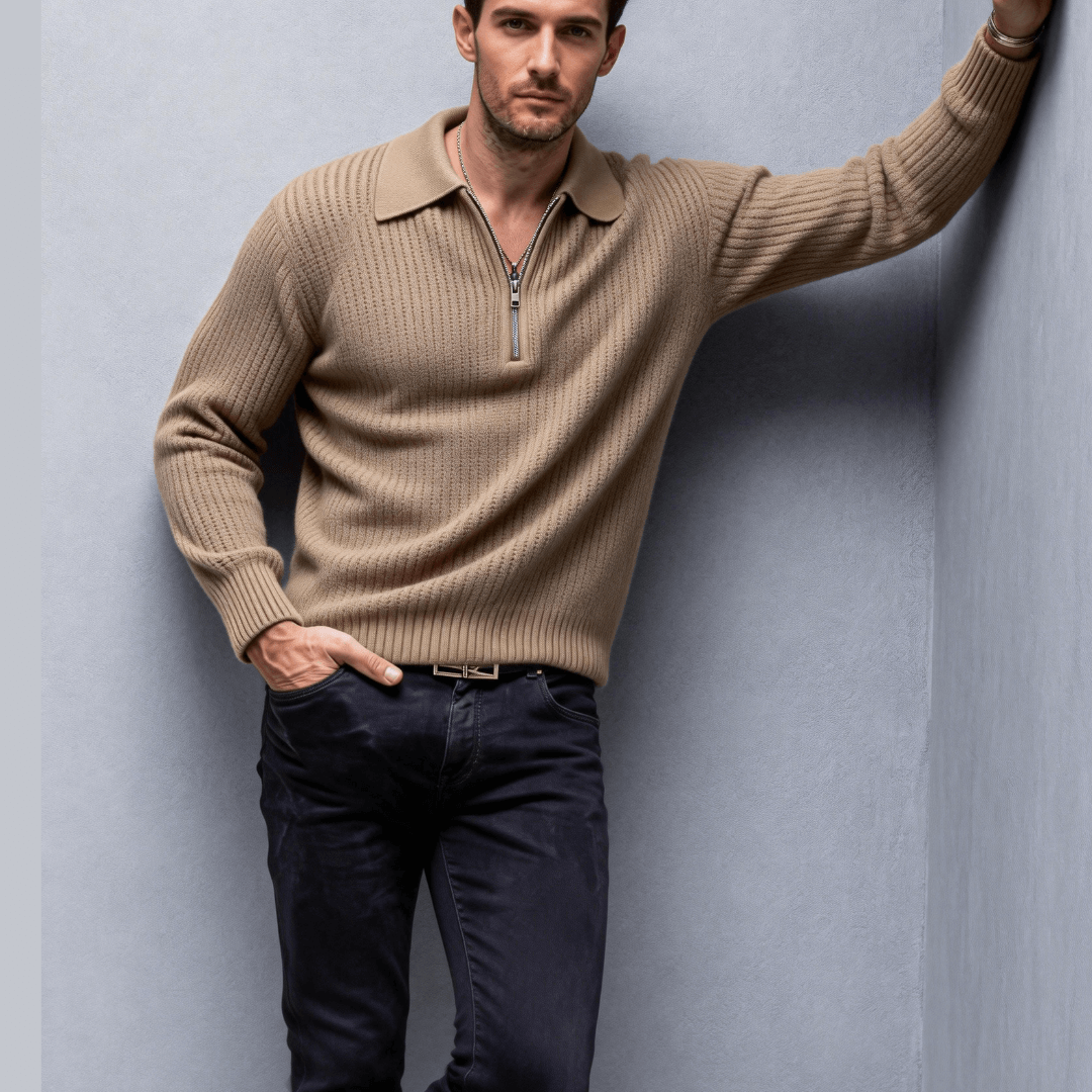 Everett Classic Half-Zip Knit Sweater