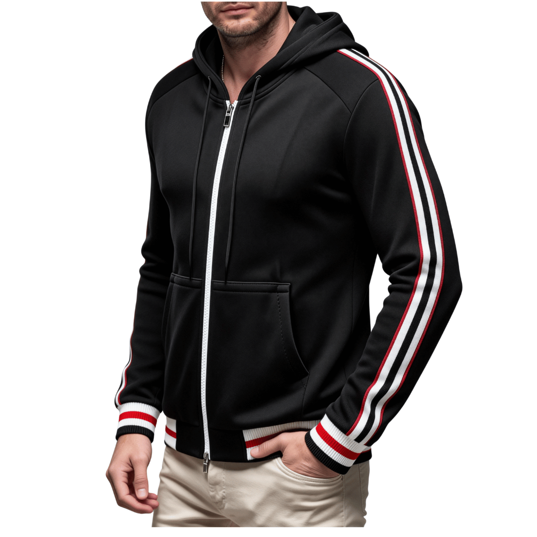 Men’s Classic Stripe Zip-Up Hoodie