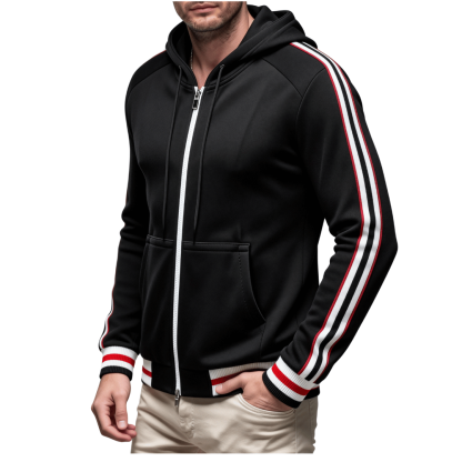 Men’s Classic Stripe Zip-Up Hoodie