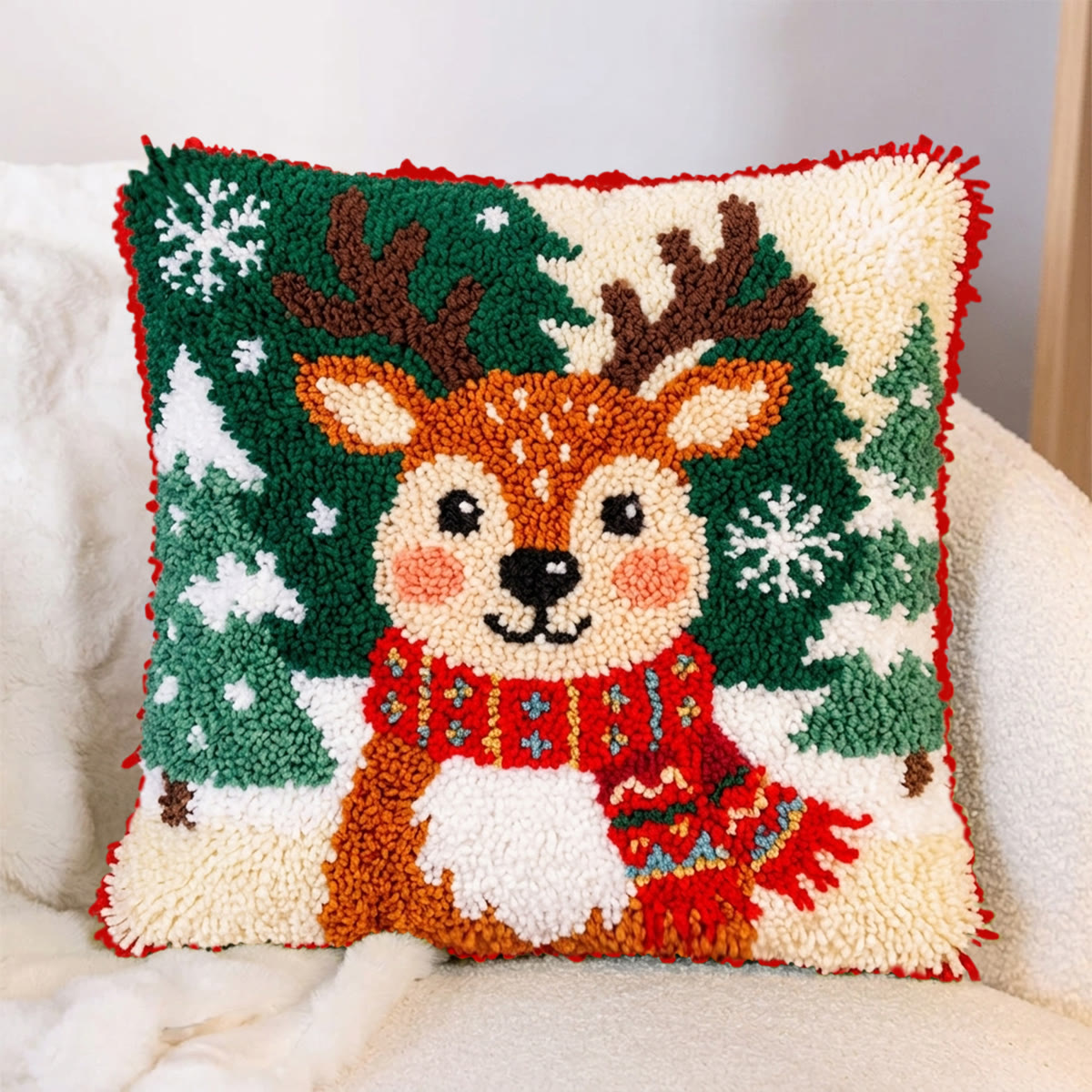 Rubbyoo Knüpfkissen-Set – Niedliches Rentier | DIY-Weihnachtskissenbezug | Ideal als Einzugsgeschenk - image 4
