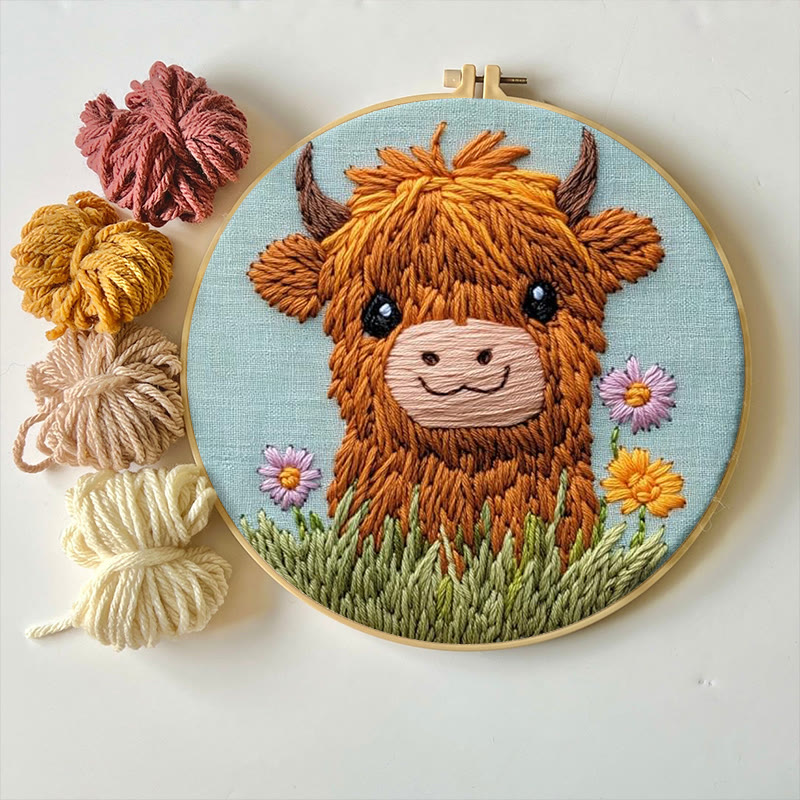 Blumen-Kuh-Punch-Needle-Set – Niedliches Tierbastelprojekt | Einfach für Erwachsene und Kinder - image 6