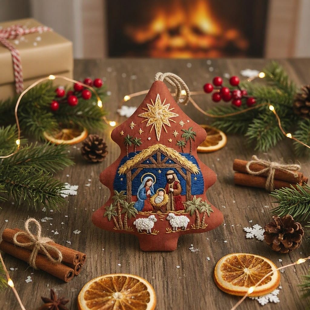 Rubbyoo Stickset in Baumform – Weihnachtskind Jesus | Krippenszene als Bastelgeschenk | Religiöse DIY-Dekoration für Anfänger - image 6