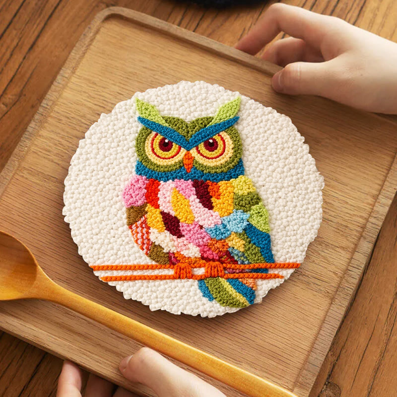 Buntes Eulen-Punch-Needle-Set – Handgefertigte Kunstprojekte | Hübsche Tier-Dekoration für Zuhause - image 10