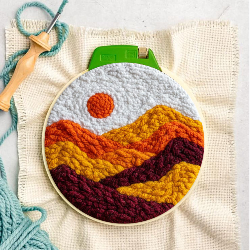 Punch-Needle-Set „Bergsonnenuntergang“ – DIY-Landschaftskunst | Perfekt für die Heimdekoration - image 4