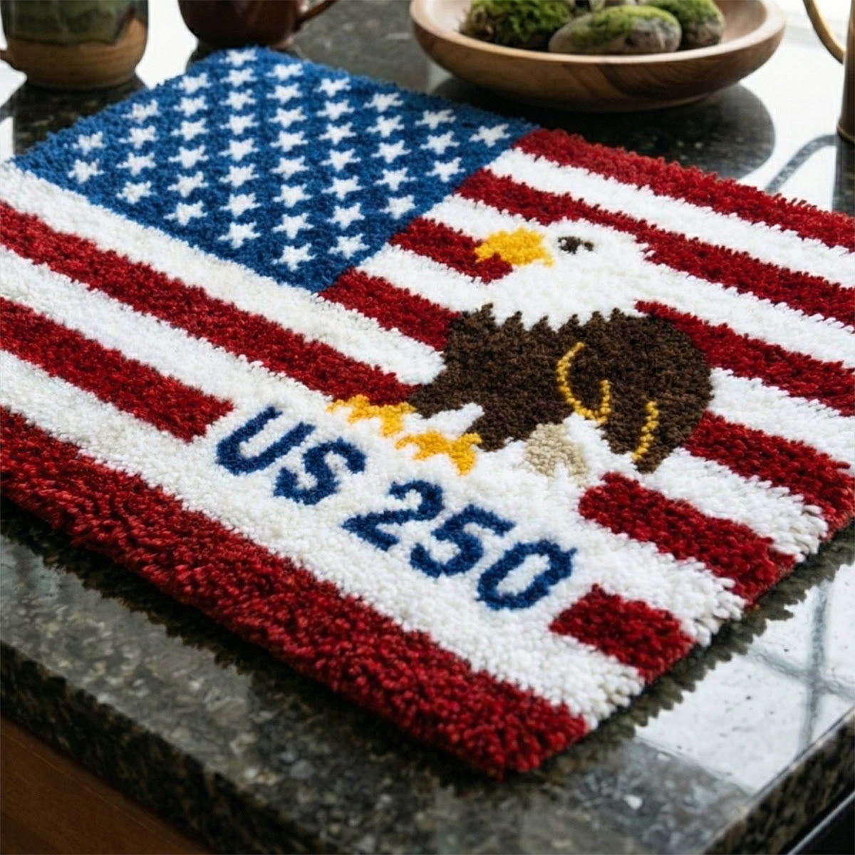 Rubbyoo Knüpfteppich-Set – Amerikanischer Adler | Festliche Heimdekoration | DIY-Handarbeit - image 6