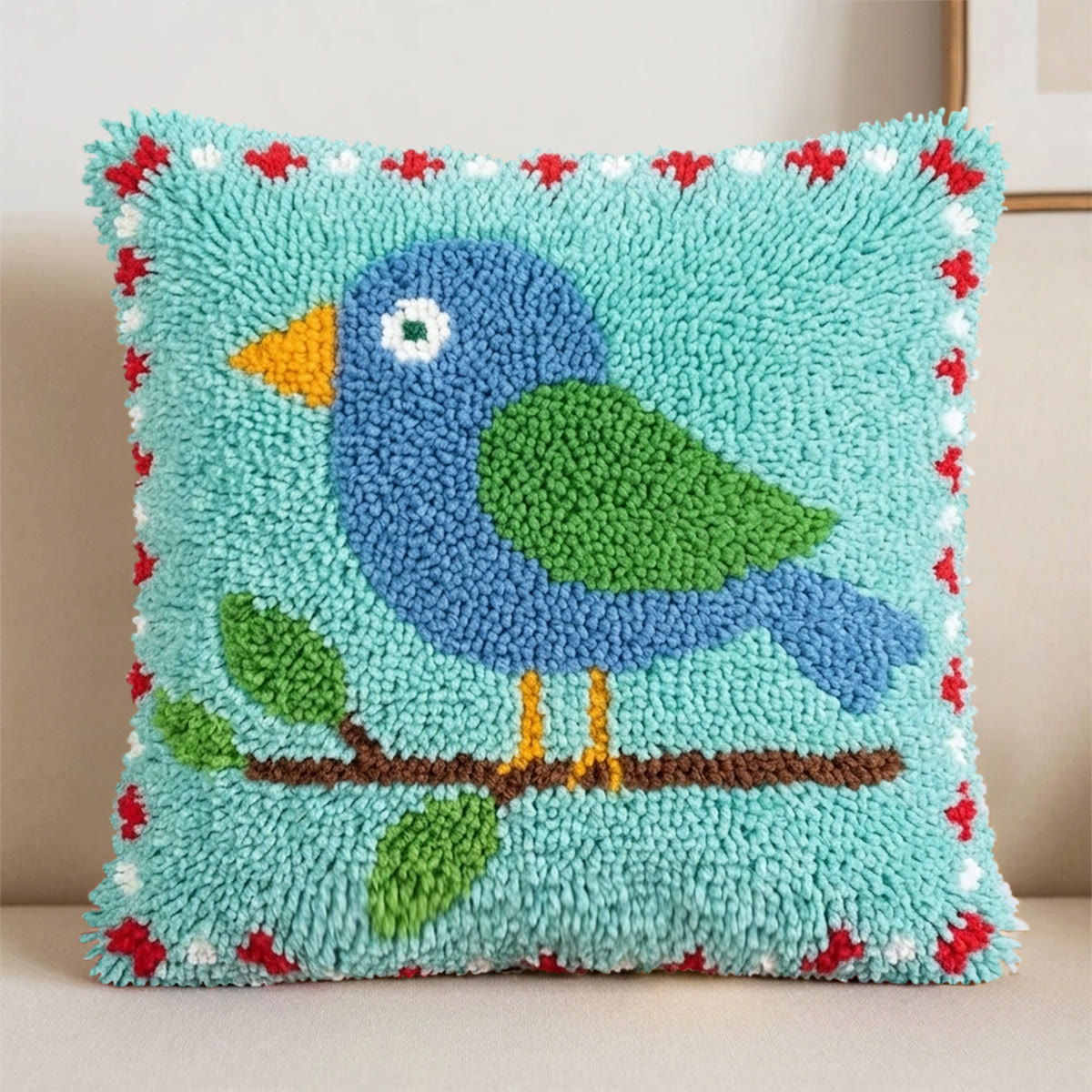 Rubbyoo Knüpfkissen-Set – Prallblauer Vogel | Gesteppter Kissenbezug | Dekorative Sofa-Bastelarbeit - image 5